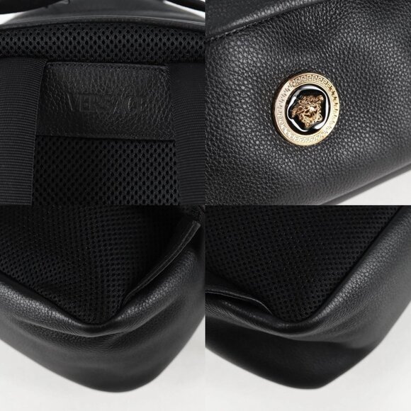VERSACE Backpack Leather Black Gold Auth 118813M - Picture 14 of 15